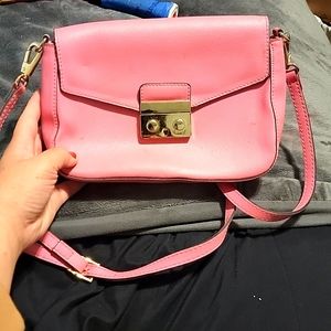 Pink leather purse